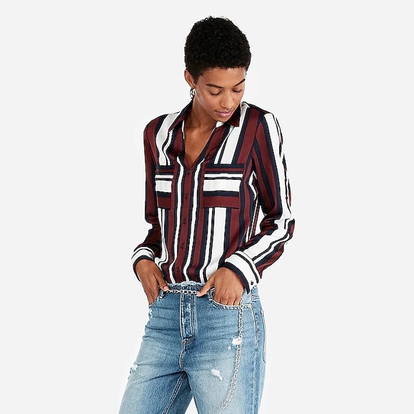 Express Slim Fit Stripe Portofino Shirt - Picture 1 of 6